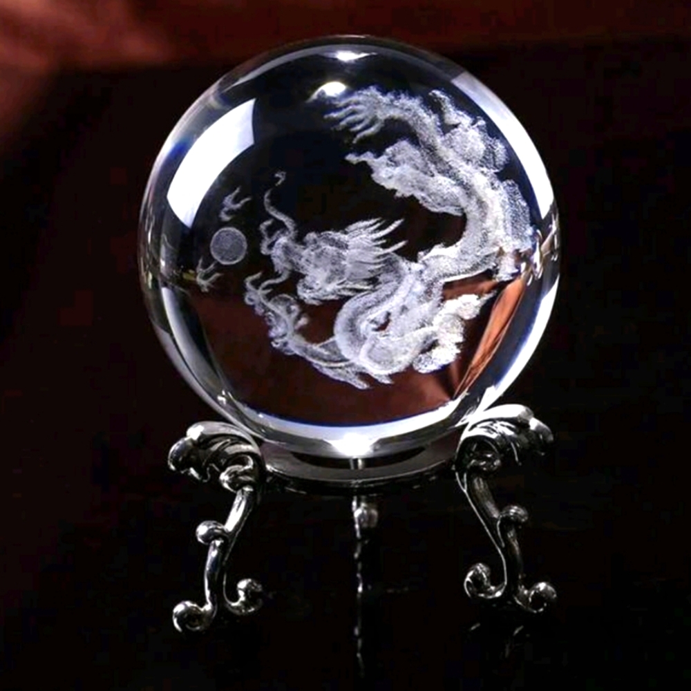Crystal Dragon Sphere with Stand